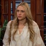 Claire's white blouse with gold pattern on The Young and the Restless