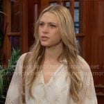 Claire’s white blouse with gold pattern on The Young and the Restless
