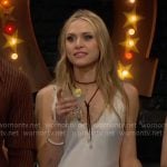 Claire's white lace-trim slip dress on The Young and the Restless
