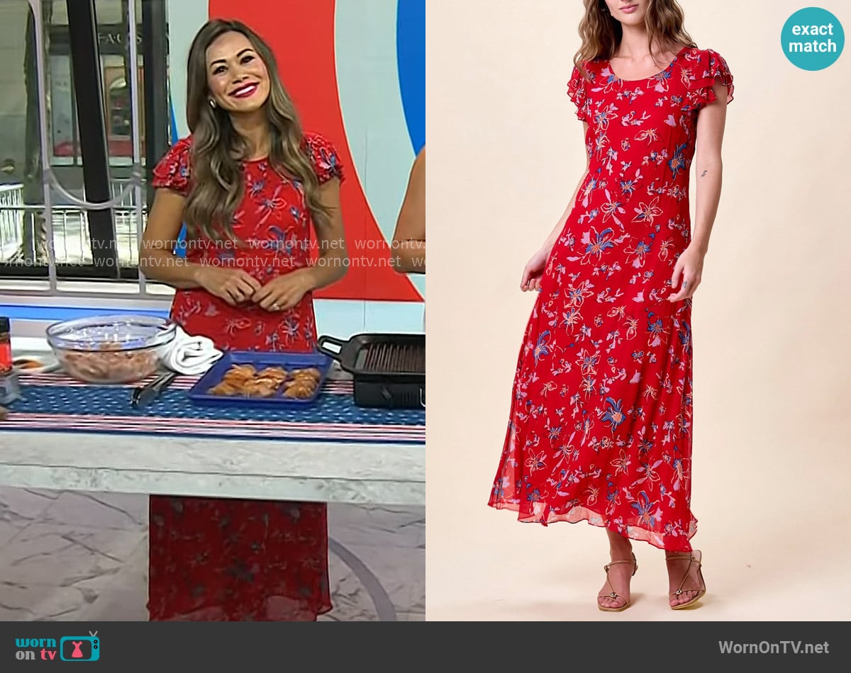 Brandi Milloy’s red floral maxi dress on Today