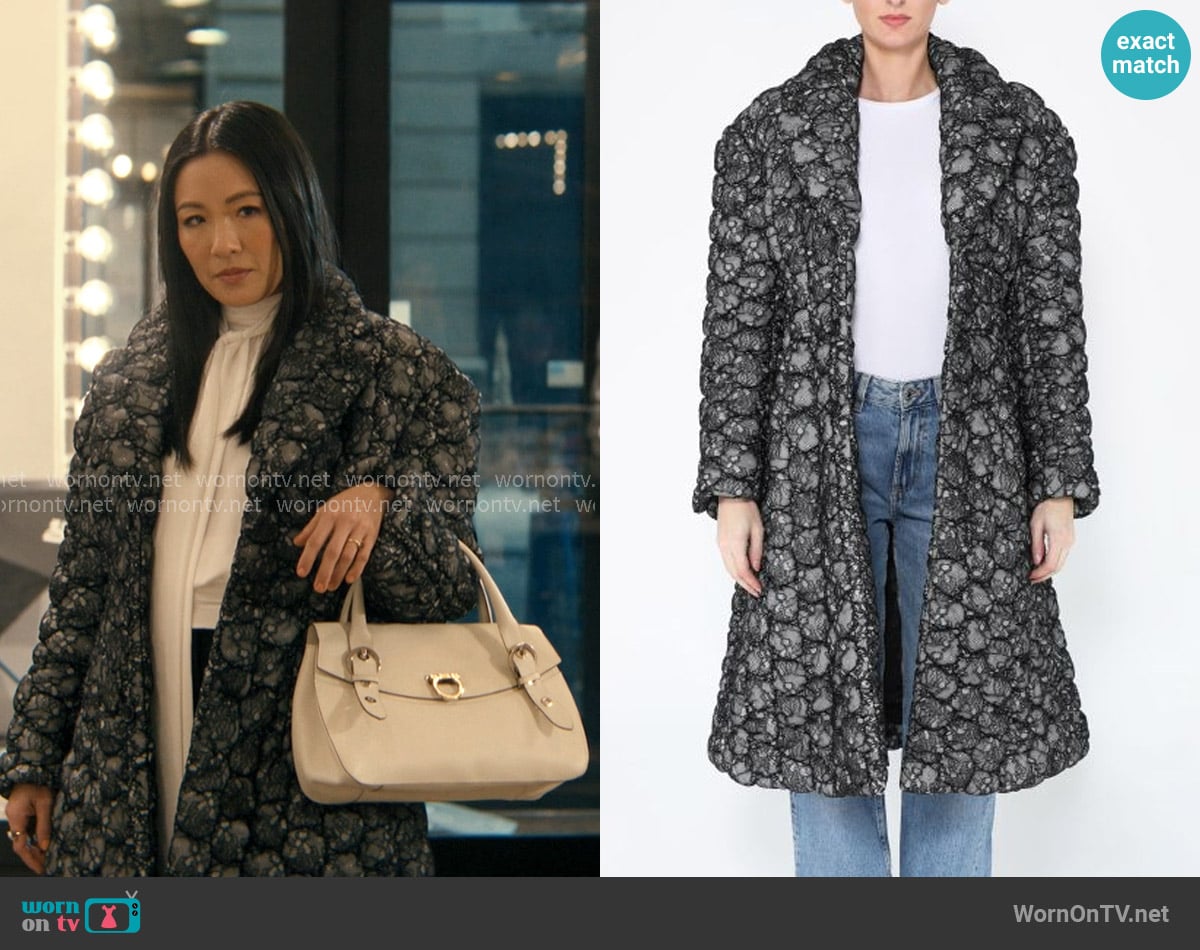 Comme Des Garcons Lace Coat in Black Rose worn by Vanessa Hsu (Constance Wu) on Not Suitable For Work