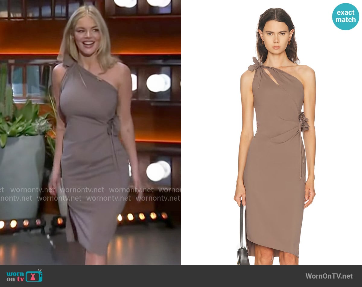 Coperni Asymmetric Mini Flower Gown worn by Samara Weaving on The Kelly Clarkson Show
