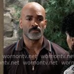 Curtis’ striped trim zip polo shirt on General Hospital
