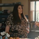 Dana's black animal print wrap tunic on Sweet Magnolias
