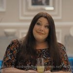 Dana’s black floral print square neck top on Sweet Magnolias