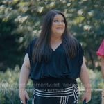 Dana's black top and navy stripe print skirt on Sweet Magnolias