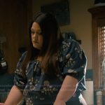 Dana’s blue floral print top on Sweet Magnolias