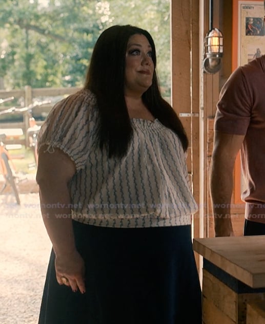 Dana’s floral striped top on Sweet Magnolias