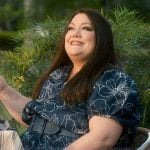 Dana’s navy floral print dress on Sweet Magnolias