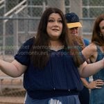 Dana's navy ribbed top and floral print skirt on Sweet Magnolias