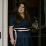 Dana’s navy v-neck dress on Sweet Magnolias