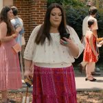 Dana’s pink printed skirt on Sweet Magnolias