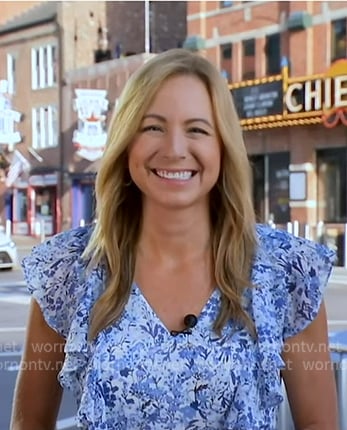 Danielle Breezy’s blue floral ruffle dress on Good Morning America
