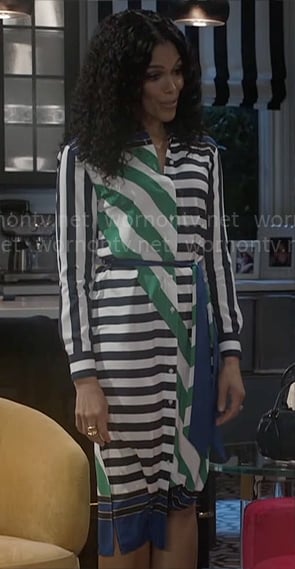 Dani’s mixed stripe shirtdress on Beyond the Gates