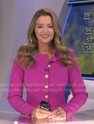 Dani’s pink blazer with gold buttons on Good Morning America