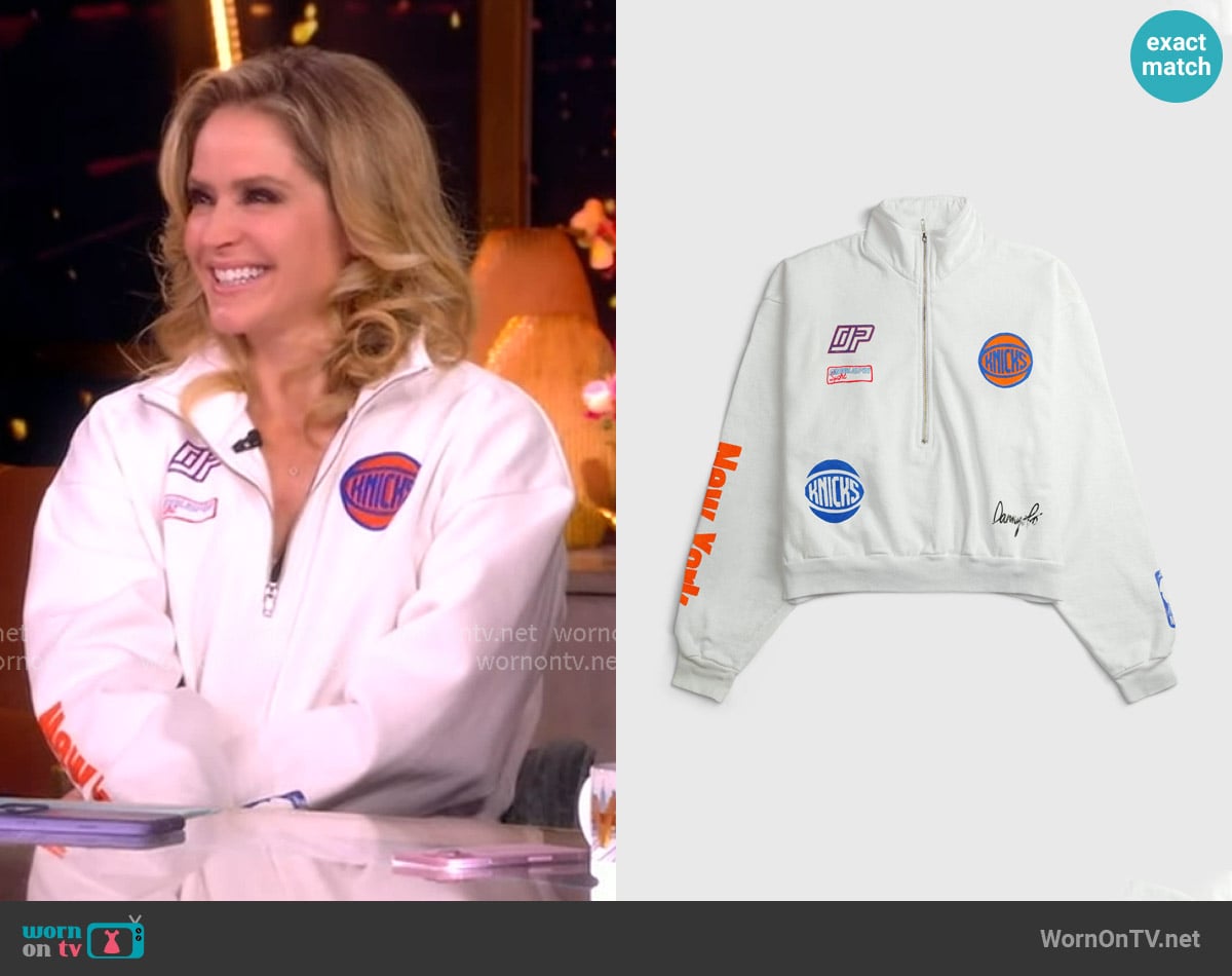 DannijoPro The Varsity Cropped Half Zip worn by Sara Haines on The View