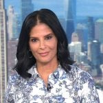 Darlene’s white and blue butterfly print blouse on Today