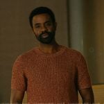 Daveed’s red ribbed short sleeve sweater on Off Campus