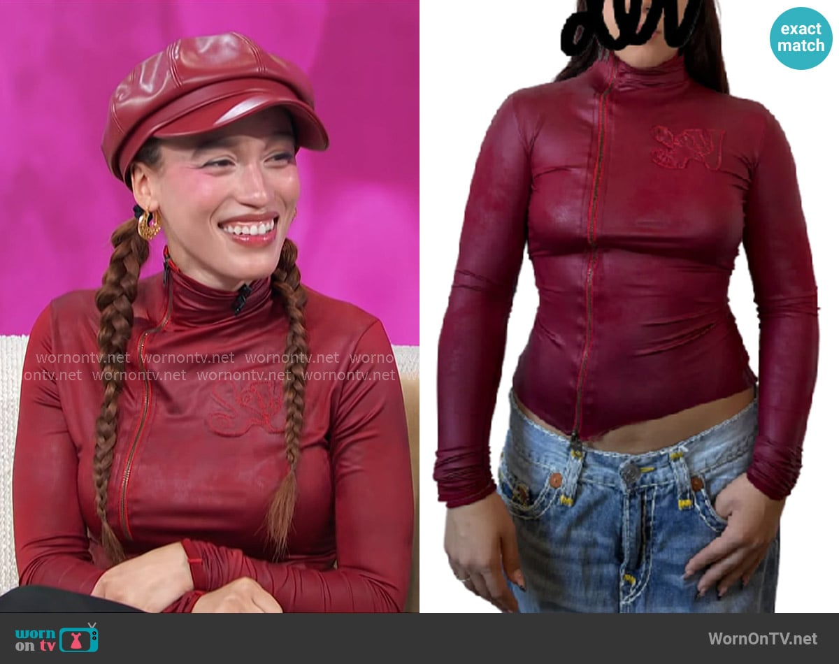 de V Zip Jacket in Red