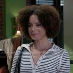 Deanna's striped henley top on Beyond the Gates