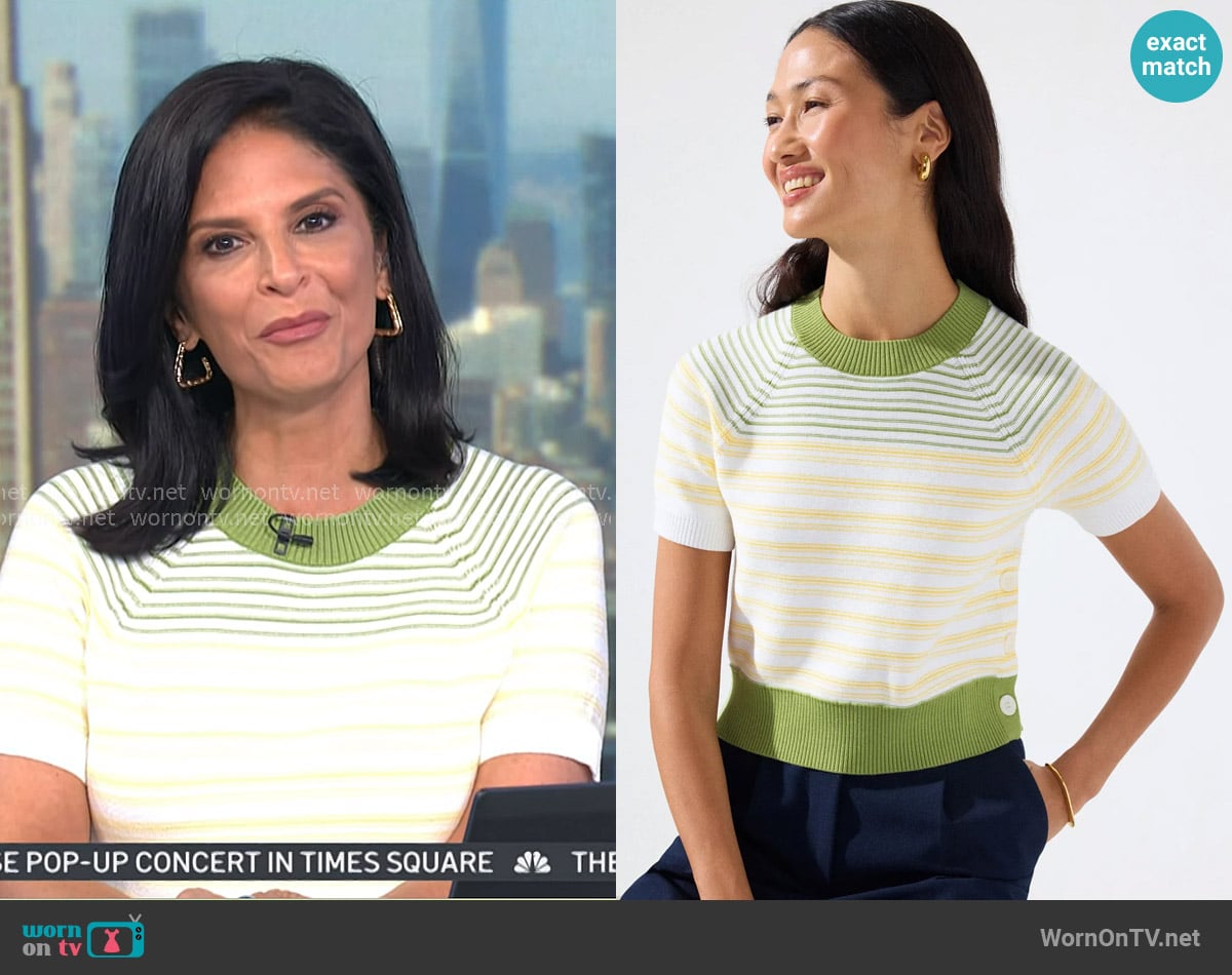 Derek Lam 10 Crosby Button Detail Short Sleeve Knit worn by Darlene Rodriguez on Today