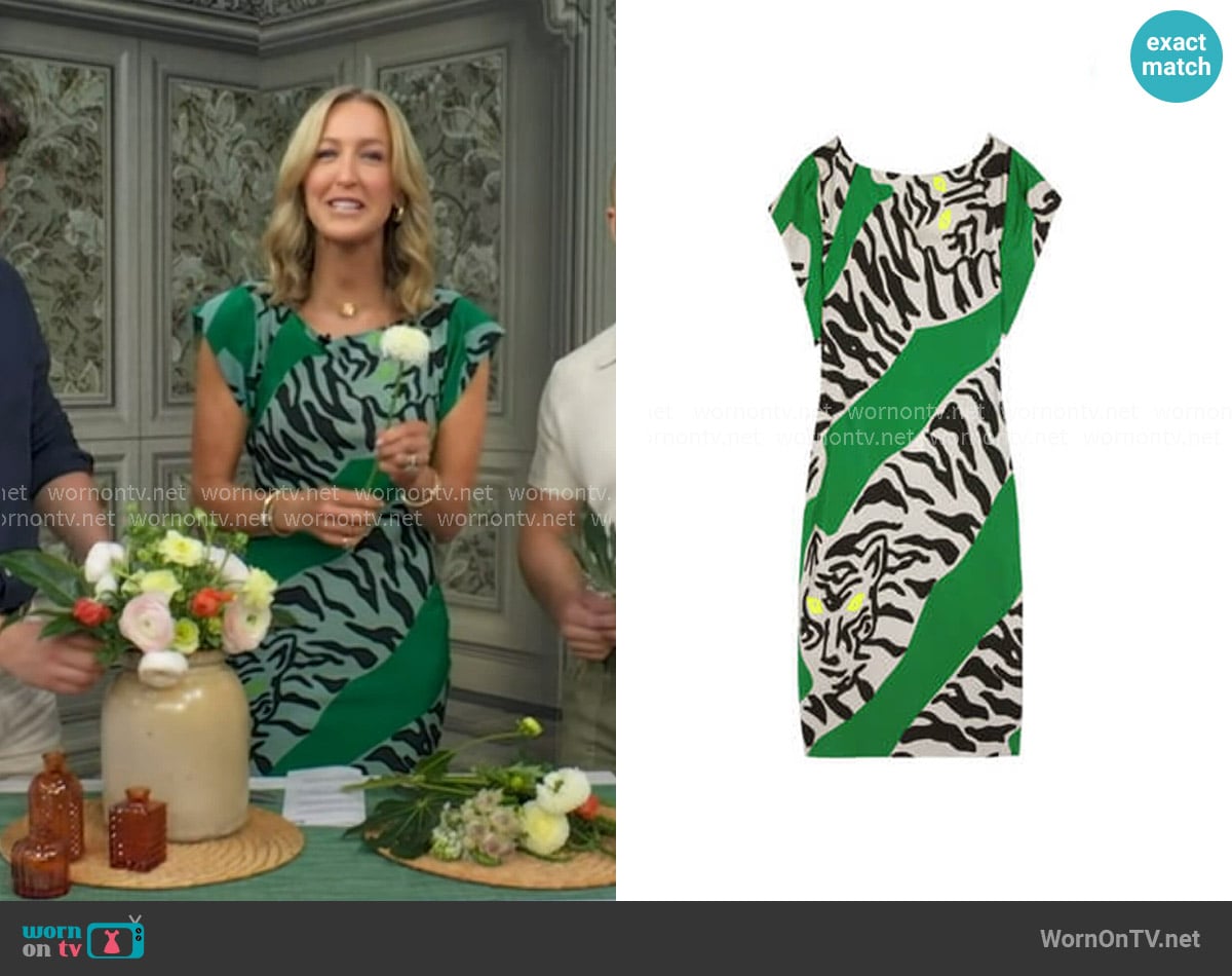 Diane Von Furstenburg Asher Printed Crepe Dress worn by Lara Spencer on Good Morning America