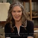Diane’s black polo top with white trims on The Young and the Restless