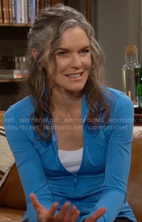 Diane’s blue zip jacket on The Young and the Restless