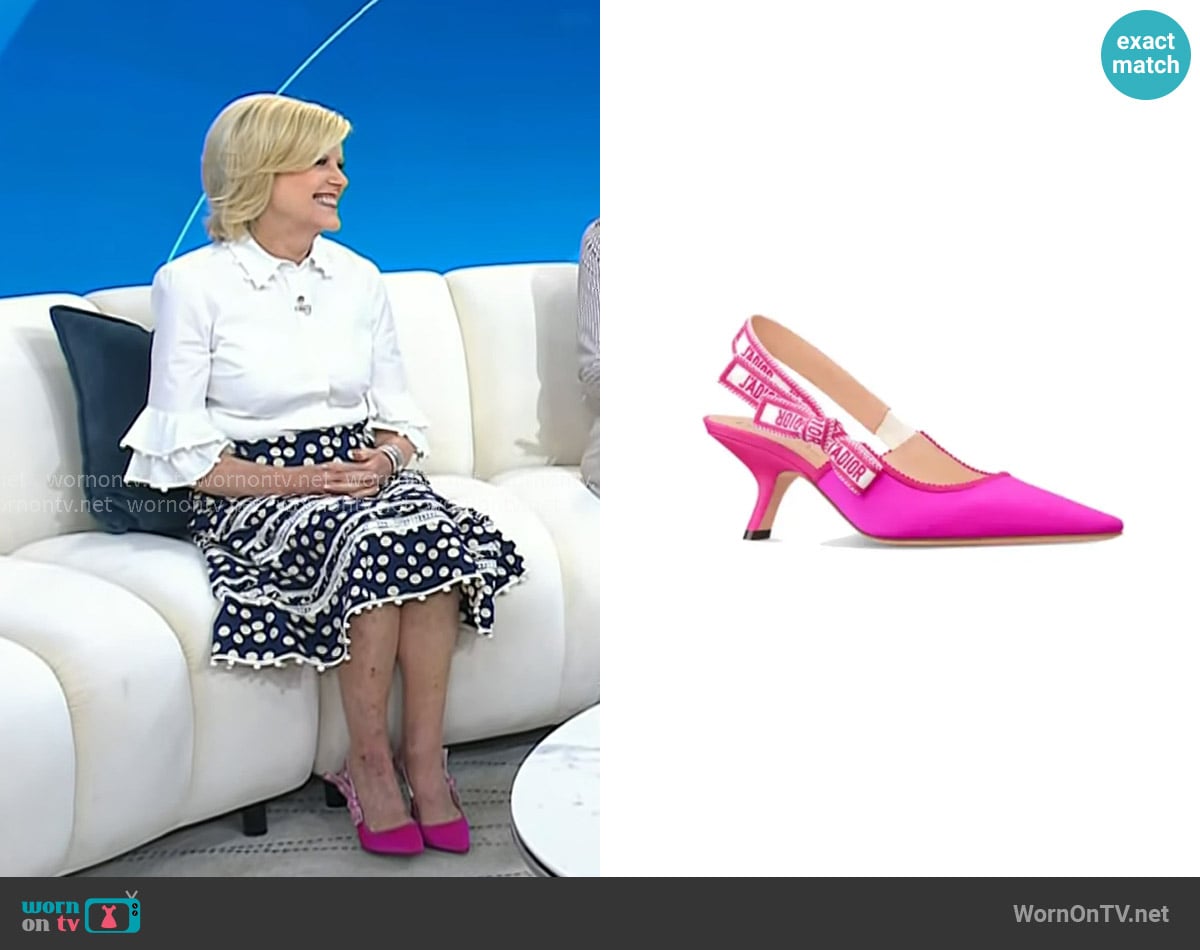 Dior J'adior Slingback Pumps in pink worn by Anne Thompson on Today