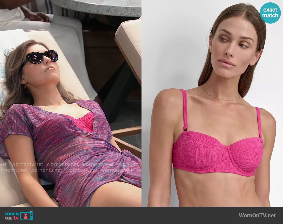 DKNY Textured Molded Balconette Bikini in Wildberry Texture worn by Emma Scorpio-Drake (Braedyn Bruner) on General Hospital