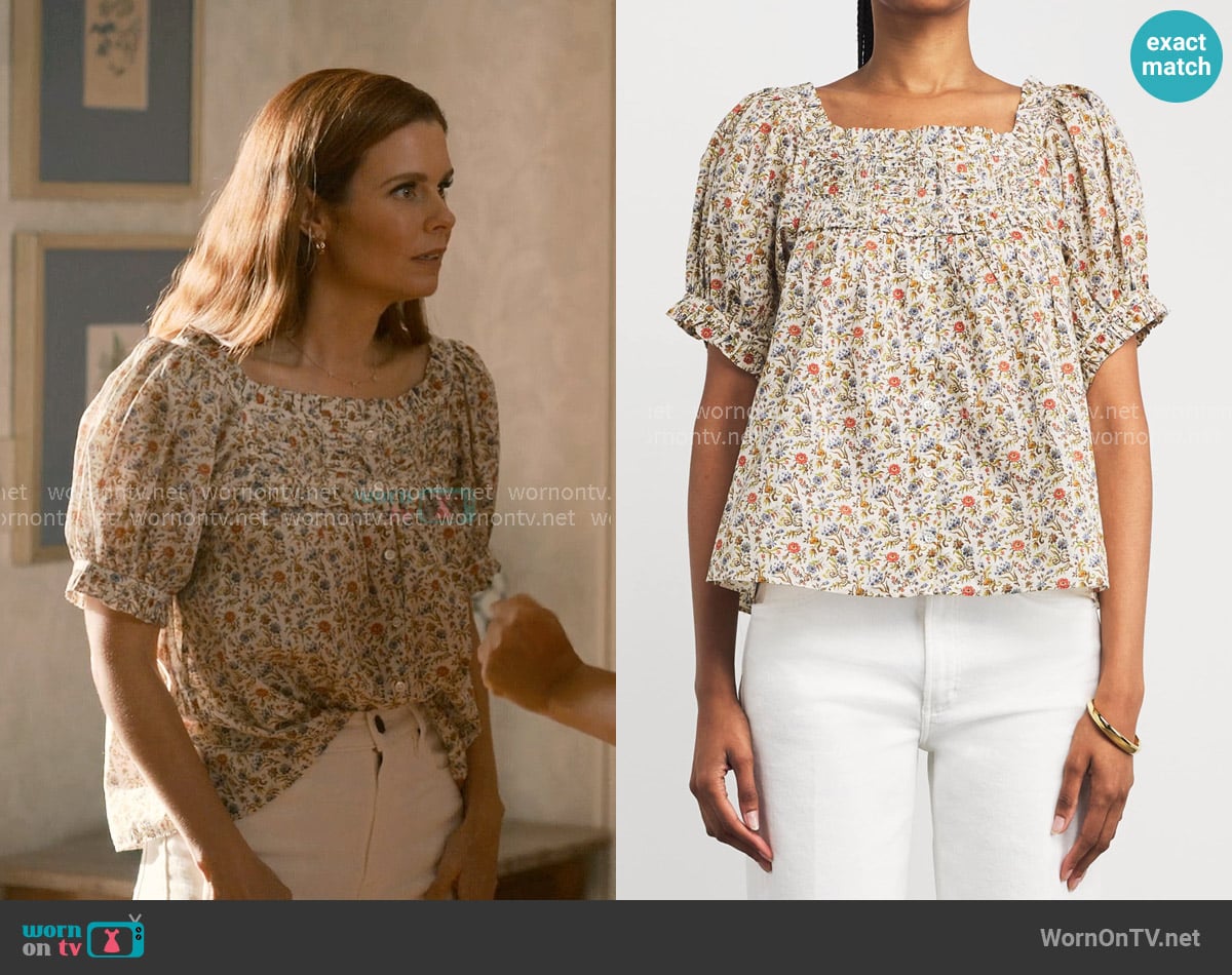 Doen Farley Top in Natural worn by Maddie Townsend (JoAnna Garcia Swisher) on Sweet Magnolias