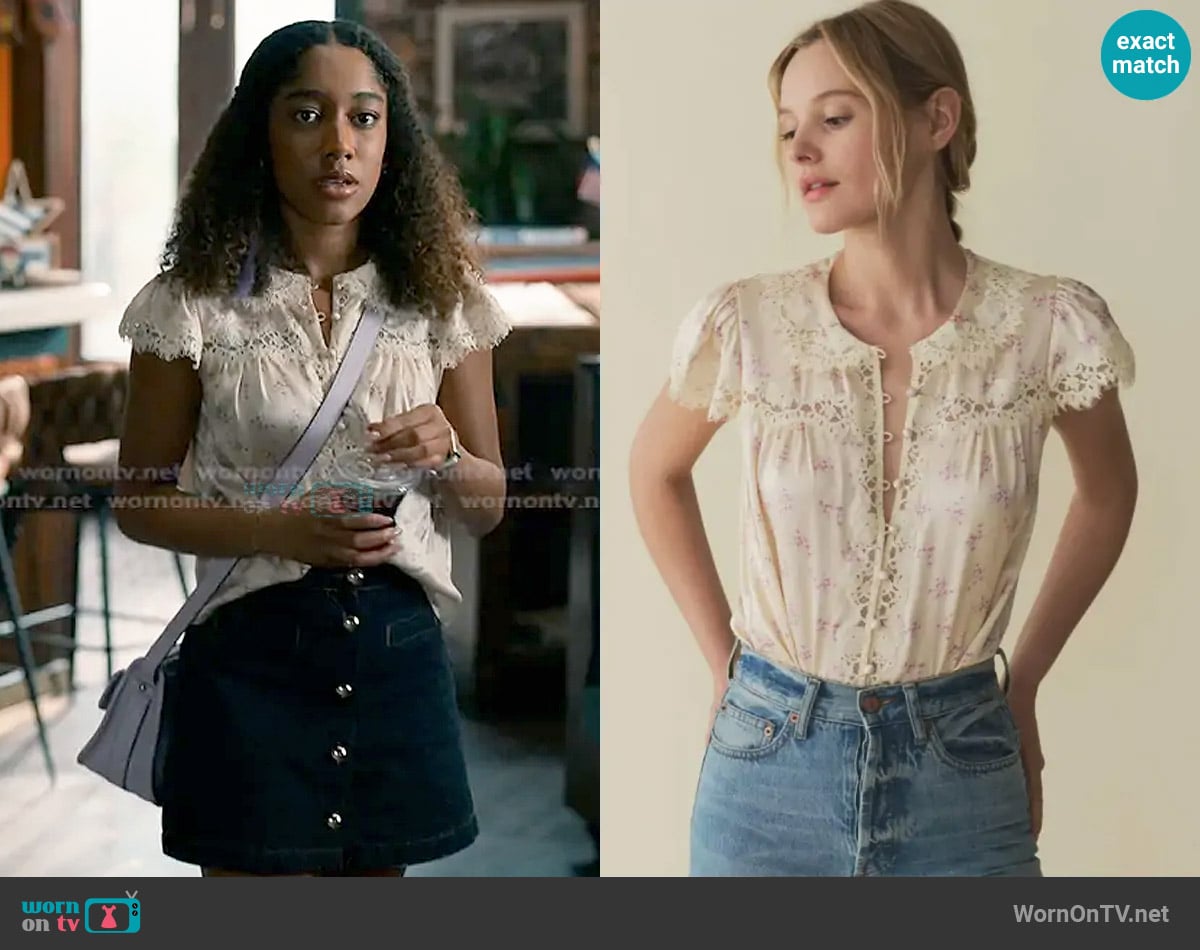 Doen Josephine Top worn by  Jessica Whitley (Iman Benson) on Sweet Magnolias