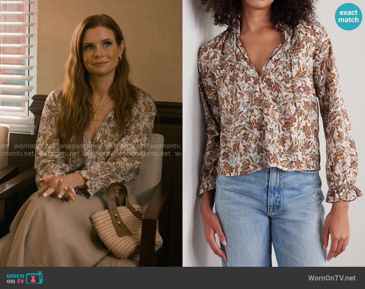 Doen Juna Tie-neck Floral Top worn by Maddie Townsend (JoAnna Garcia Swisher) on Sweet Magnolias
