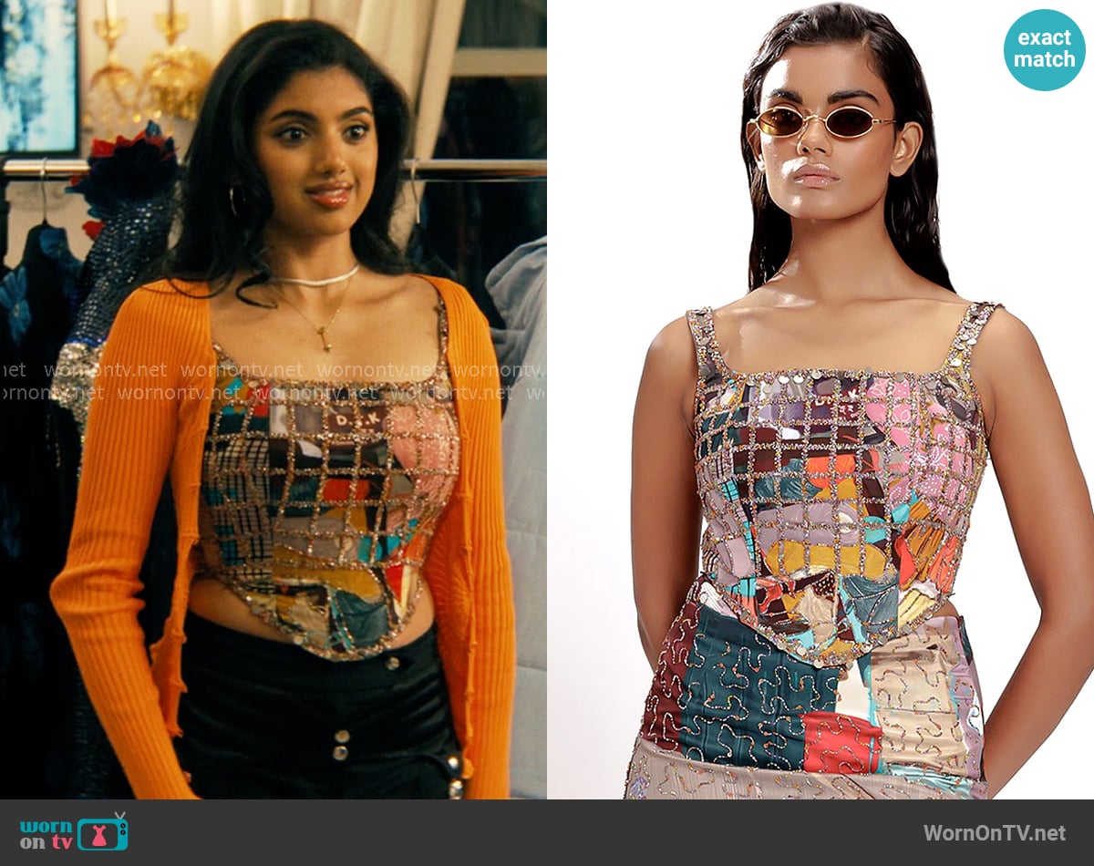 Doh Tak Keh Abstract Corset Top worn by Abhinaya Chilukuri (Avantika) on Not Suitable For Work
