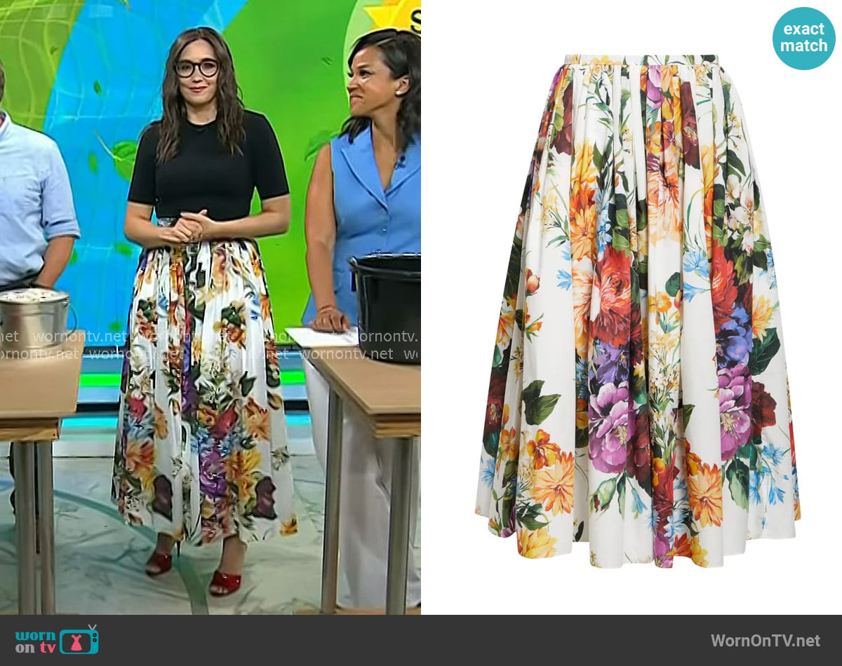 Dolce & Gabbana Floral Gathered Cotton Maxi Skirt worn by Savannah Sellers on Today