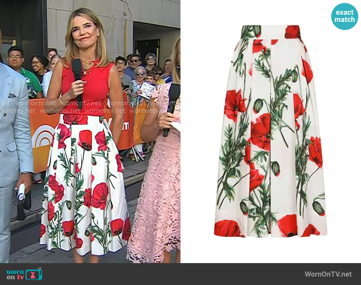 Dolce & Gabbana Poppy Print Midi-Skirt worn by Savannah Guthrie on Today