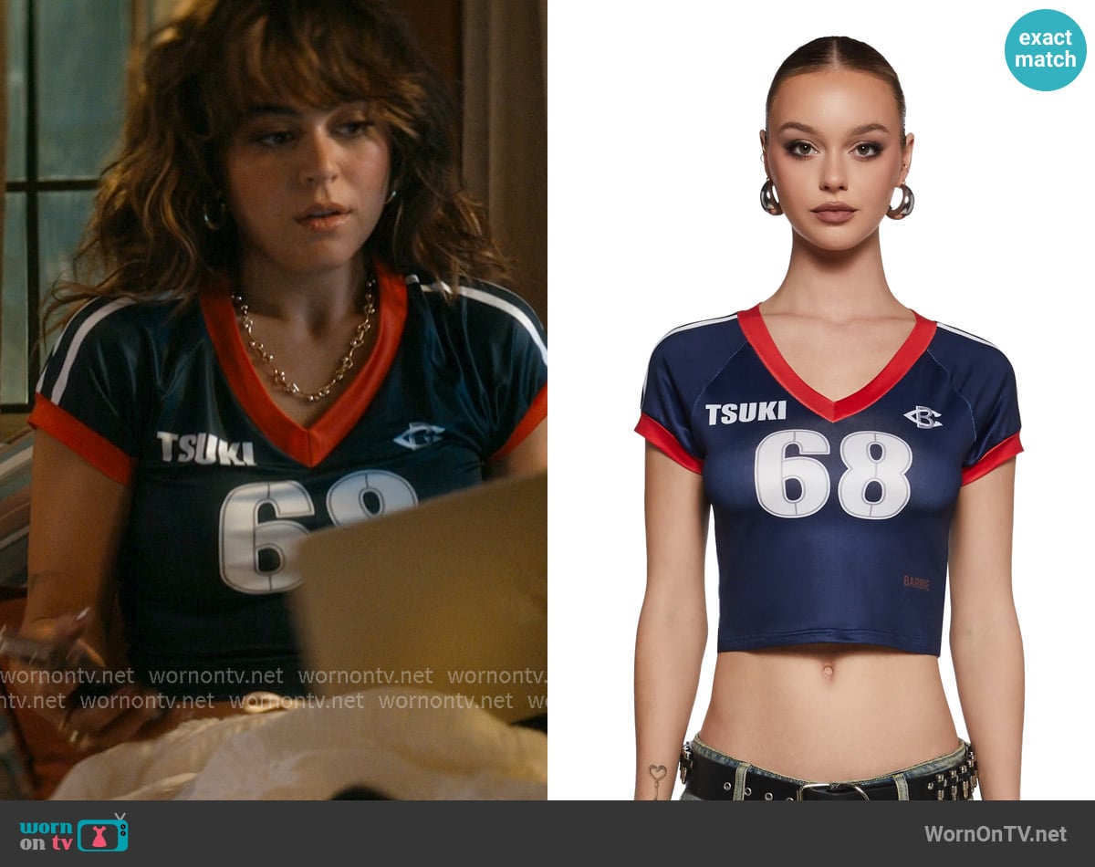 Dolls Kill Group Sports Baby Tee worn by Allie Hayes (Mika Abdalla) on Off Campus
