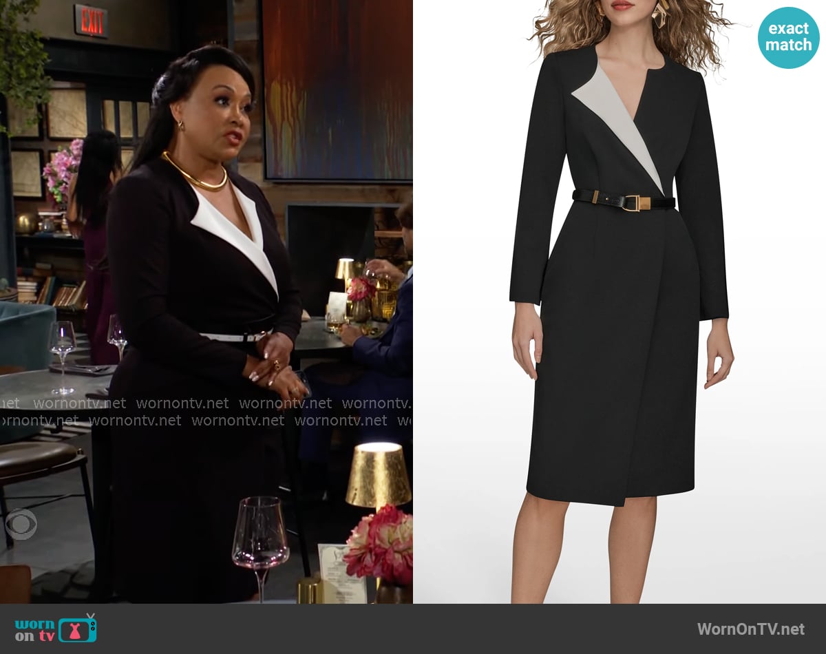Donna Karan Asymmetric Collar Long Sleeve Dress worn by Stephanie Simmons (Vivica Fox) on The Young and the Restless