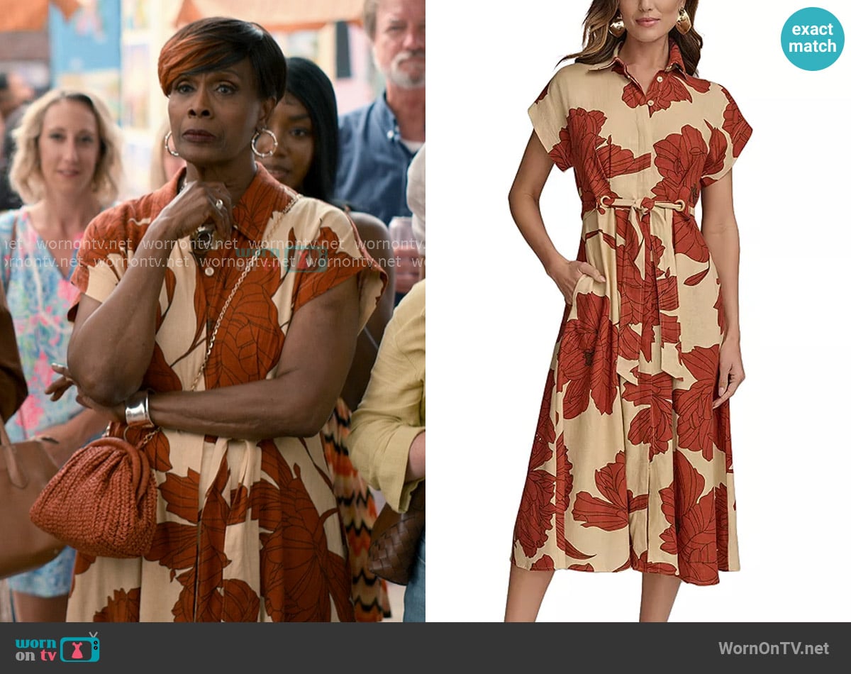 Donna Karan Linen Blend Shirtdress worn by Bev Decatur (Janet Hubert) on Sweet Magnolias