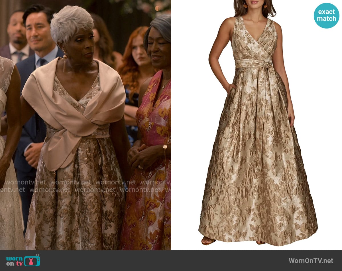 Donna Karan Metallic Jacquard Ballgown