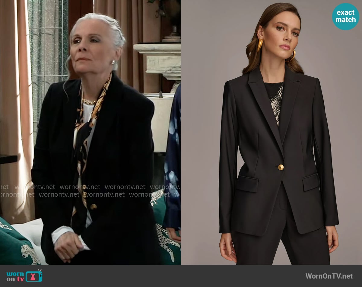 Donna Karan One-Button Blazer worn by Tracy Quartermaine (Jane Elliot) on General Hospital