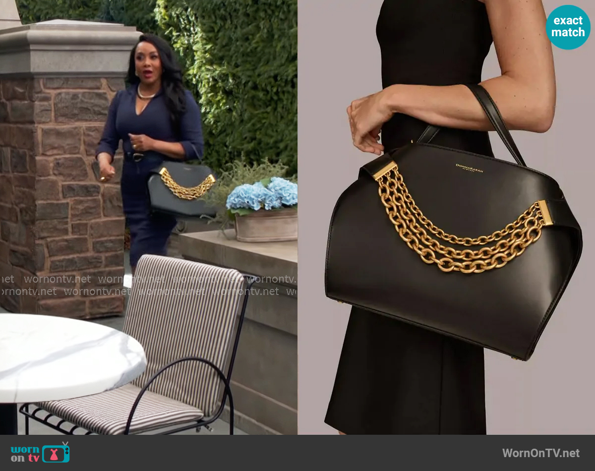 Donna Karan Plandome Chain Top Handle Leather Satchel worn by Stephanie Simmons (Vivica Fox) on The Young and the Restless