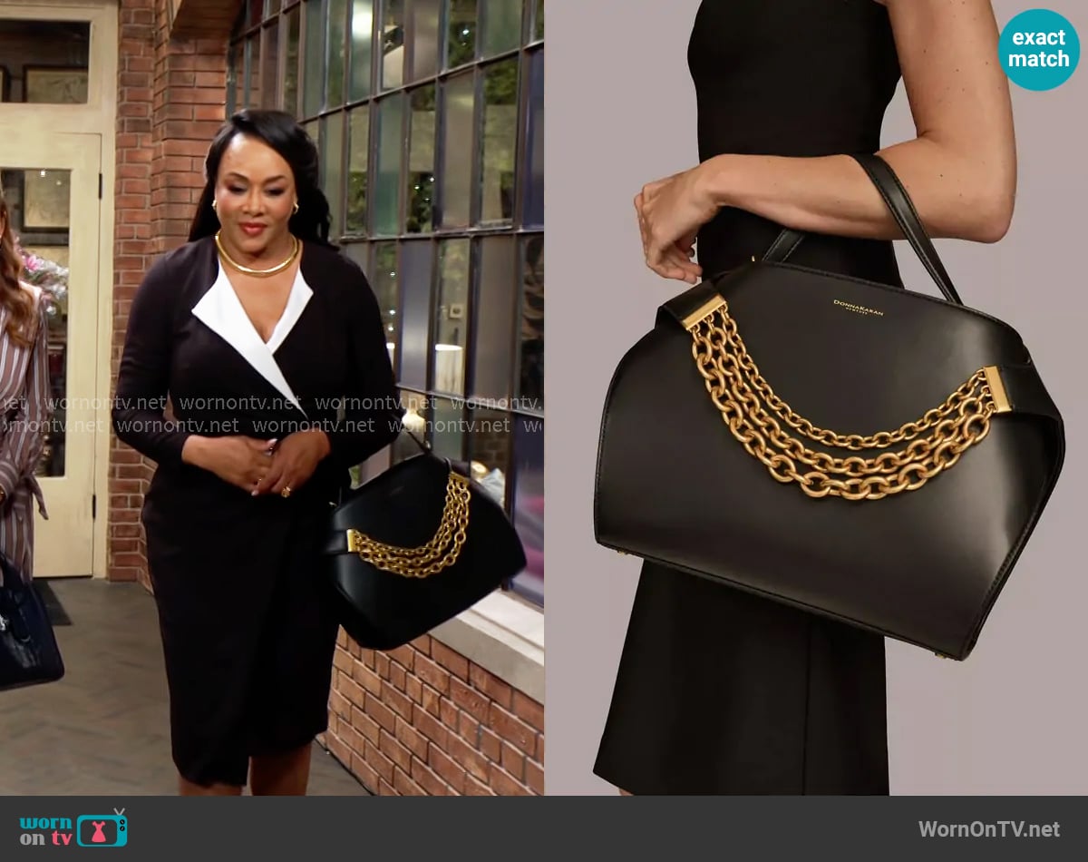 Donna Karan Plandome Chain Top Handle Leather Satchel worn by Stephanie Simmons (Vivica Fox) on The Young and the Restless