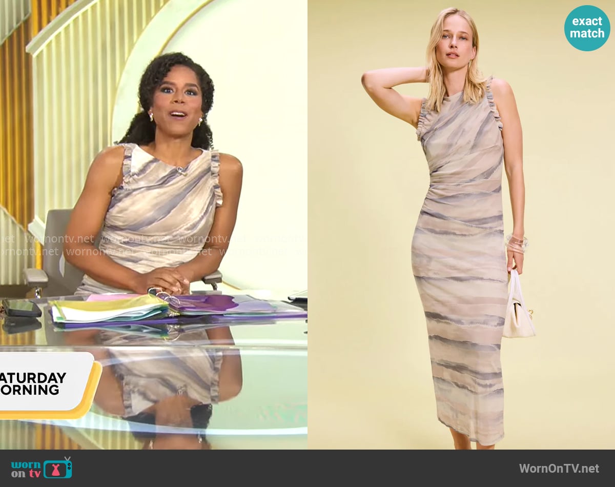 Donna Morgan Power Mesh Midi Dress worn by Adriana Diaz on CBS Mornings