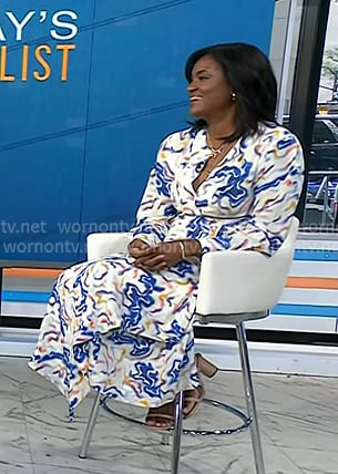 Dr. Angela Lamb’s abstract print long sleeve midi dress on Today