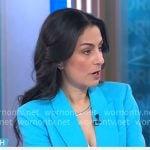 Dr Celine Gounder’s turquoise blue blazer on CBS Mornings