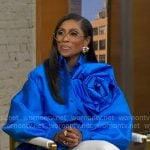 Dr. Jackie Walters's blue floral applique blouse on Good Morning America