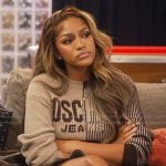 Drew’s Moschino colorblock sweater on The Real Housewives of Atlanta
