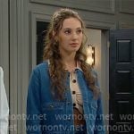 Dylan’s cropped shirt, denim jacket, and jeans on The Bold and the Beautiful