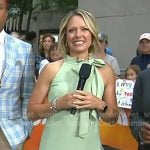 Dylan’s green tie neck ruffle mini dress on Today